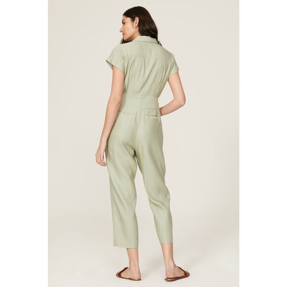 LAUREN RALPH LAUREN Green Linen Blend Notched Lapels Utility Jumpsuit size 8 - Picture 2 of 15